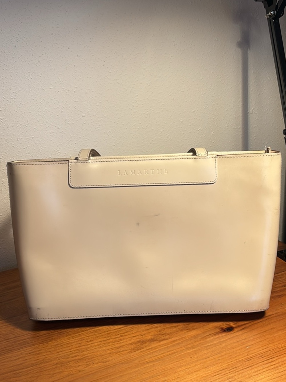 Lamarthe Cream Leather Tote Bag